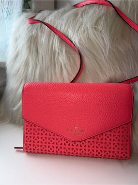 Kate Spade Coral Pink Laser-Cut Crossbody Bag